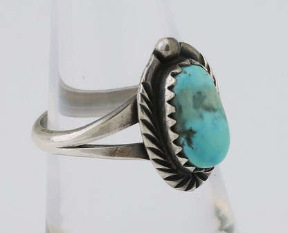 Navajo Ring 925 Silver Kingman Turquoise Native American Artist C.80's