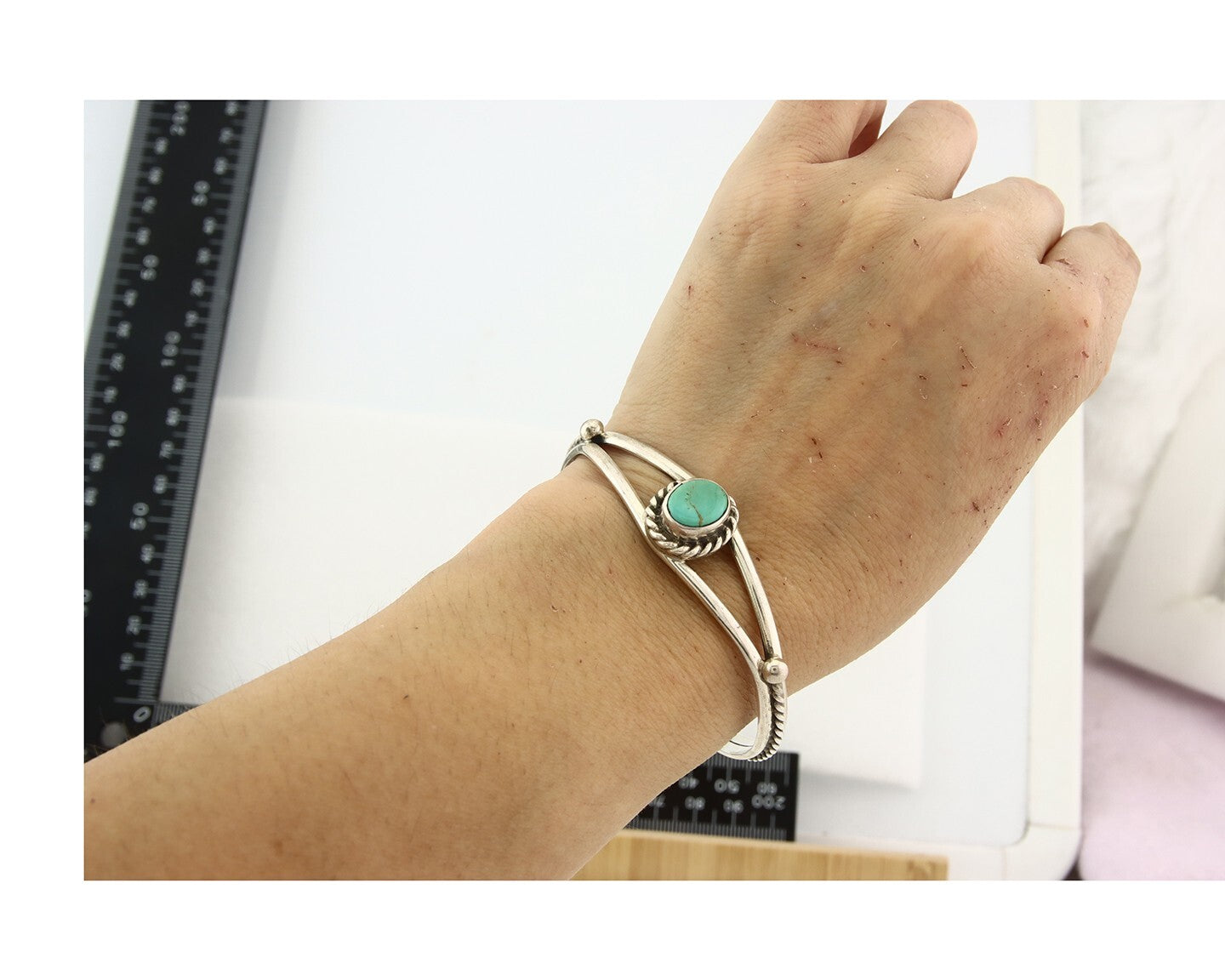Vintage Navajo Bracelet 925 Silver Turquoise Traditional Handmade Signed Gecko