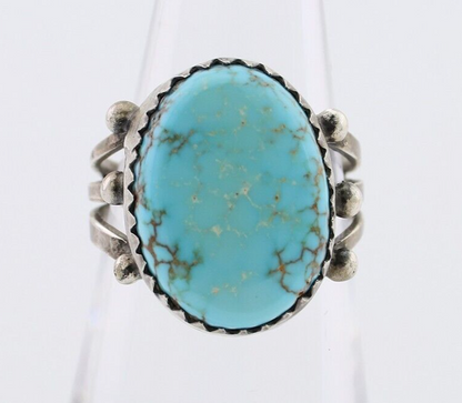 Navajo Ring 925 Silver Natural Kingman Turquoise Native American Artist C.80's