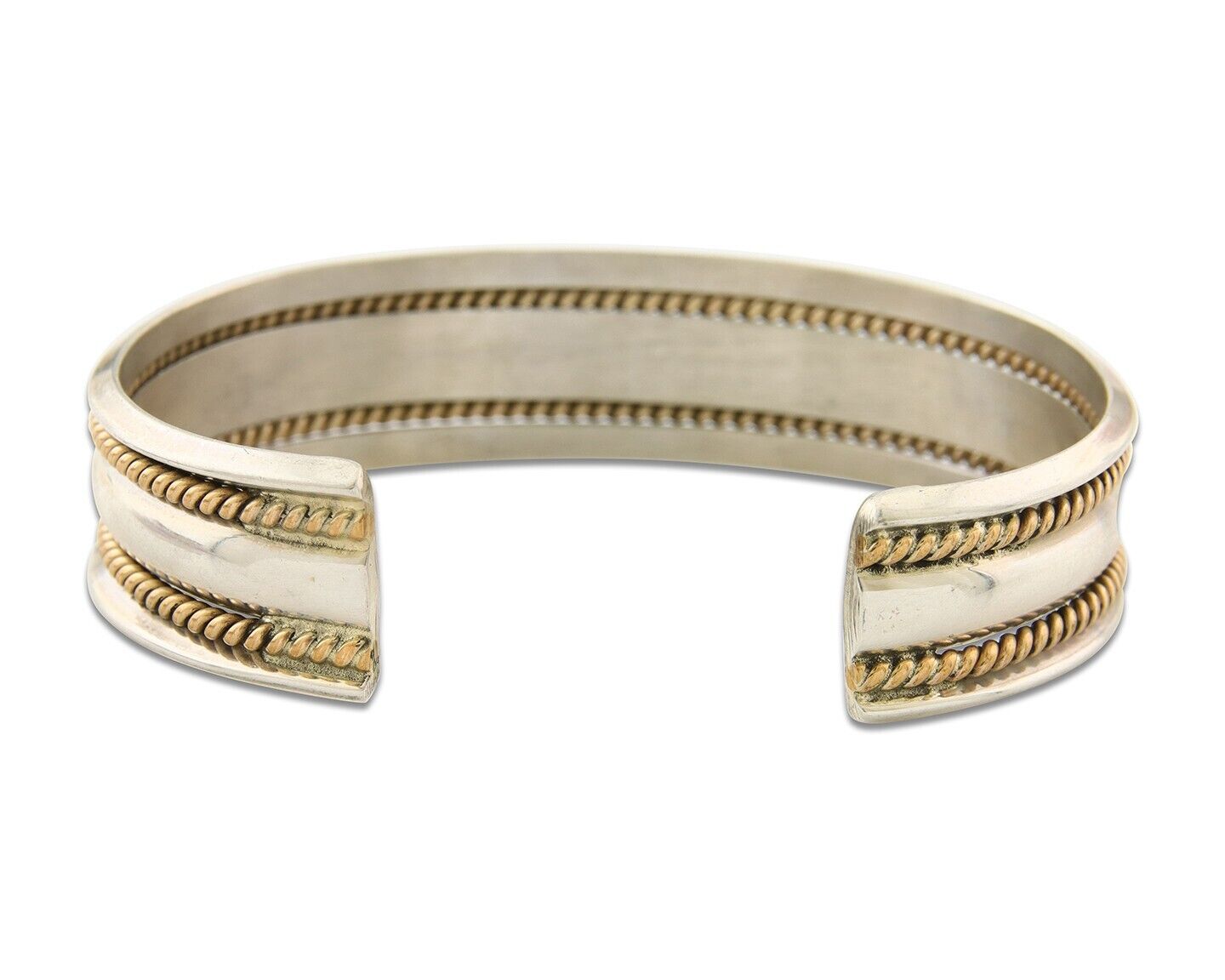 Navajo Bracelet 925 Silver & 12k Yellow Gold Filled Signed TAHE C.80's