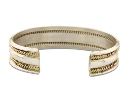 Navajo Bracelet 925 Silver & 12k Yellow Gold Filled Signed TAHE C.80's