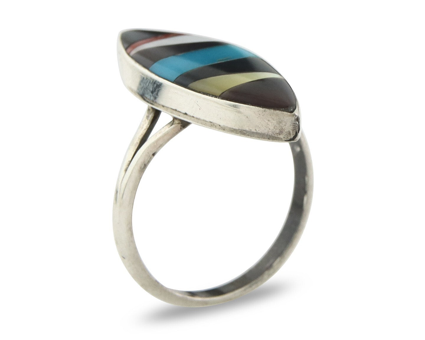Vintage Zuni Ring 925 Sterling Silver Natural Gemstone Size 7.75