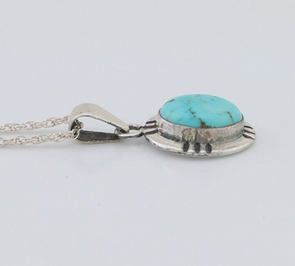 Navajo Necklace 925 Silver Natural Kingman Turquoise Native American C.80's