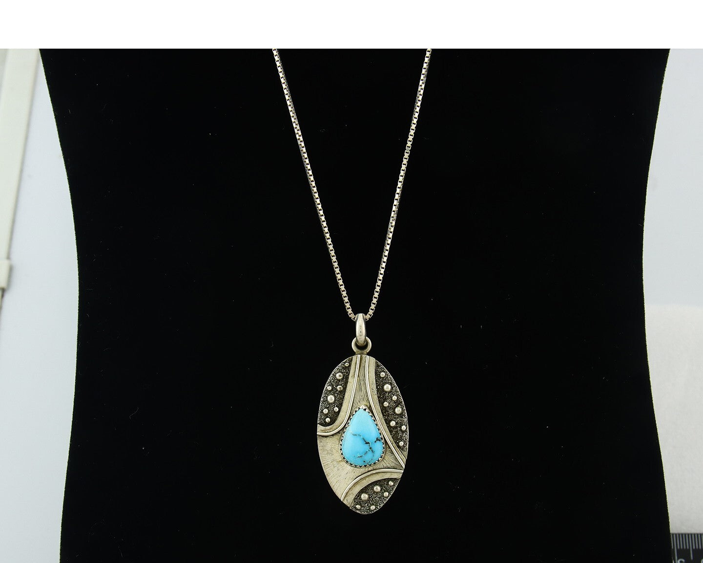 Navajo Sterling Silver Necklace Turquoise Authentic Vintage Signed Peter Nelson