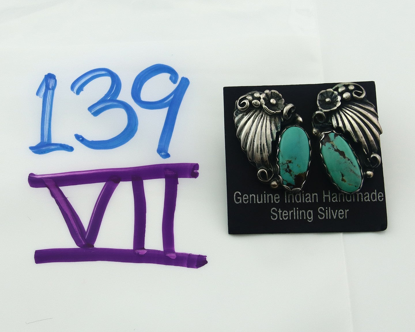 Navajo Earrings Sterling Silver Turquoise Vintage Dangle Handmade