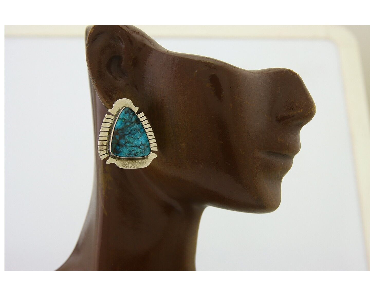 Navajo Earrings 925 Silver Natural Turquoise Artist Signed J Linkin C80s