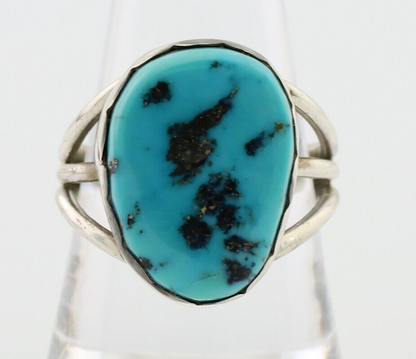 Navajo Ring 925 Silver Natural Blue Turquoise Signed Tony Guerro C.80's