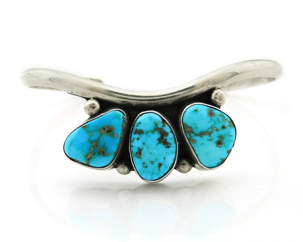 Navajo Cuff Bracelet 925 Sterling Silver Turquoise Vintage Signed E Sandoval