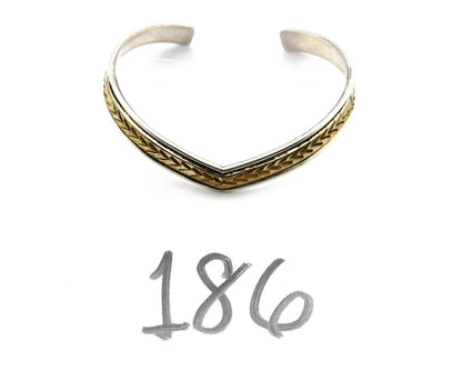 Navajo Bracelet .925 SOLID Silver & 12K Gold Plated Signed Artist RL C.80's