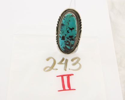 Navajo Ring 925 Sterling Turquoise Signed Begay C.80's Size 7.5