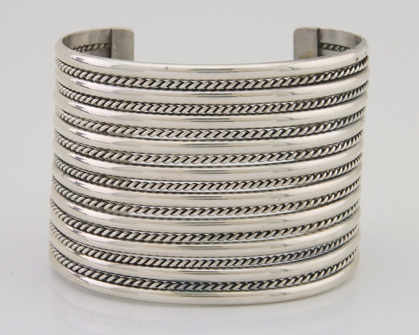 Navajo Wide Cuff 925 SOLID Silver Bracelet Artist TAHE C.80's