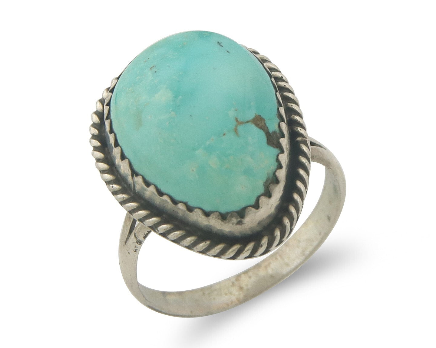 Vintage Navajo Ring 925 Sterling Authentic Santa Rita Turquoise Size 5.0