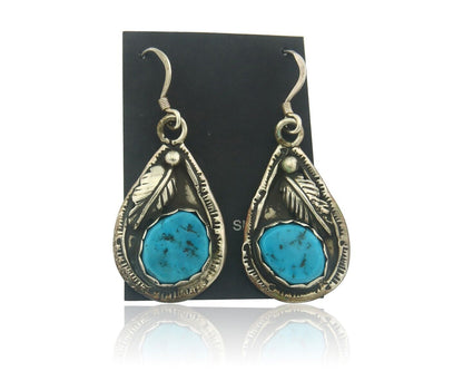 Navajo Earrings 925 Silver Natural Turquoise Native Artist MC C.80's
