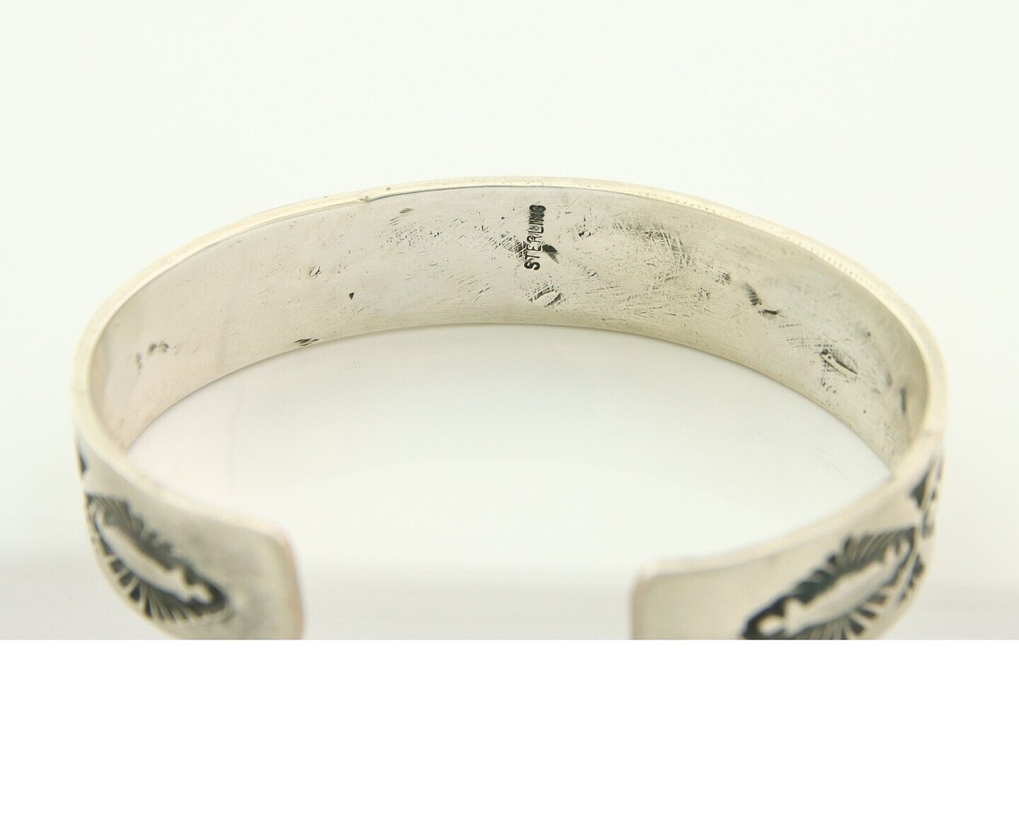 Navajo Bracelet 925 Silver Artist Signed Hand Stamped Handmade Cuff C.80's