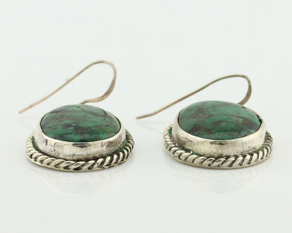 Navajo Earrings 925 Silver Natural Green Turquoise Native Artist C.80's