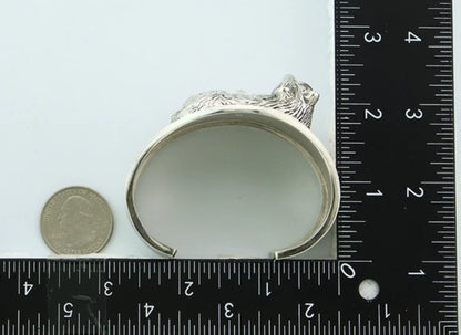 Navajo Cuff Bracelet Sterling Silver Wolf Vintage Signed Carol Felley