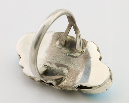 Navajo Ring 925 Silver Natural Blue Turquoise Native American C.80's