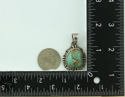 Navajo Pendant 925 Sterling Silver Natural Turquoise Vintage Artist Signed Gecko