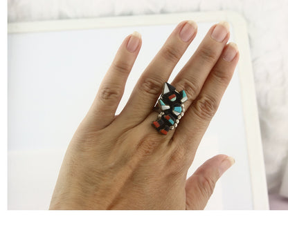 Vintage Zuni Ring Sterling Silver Authentic Gemstone Handmade Size 5.5