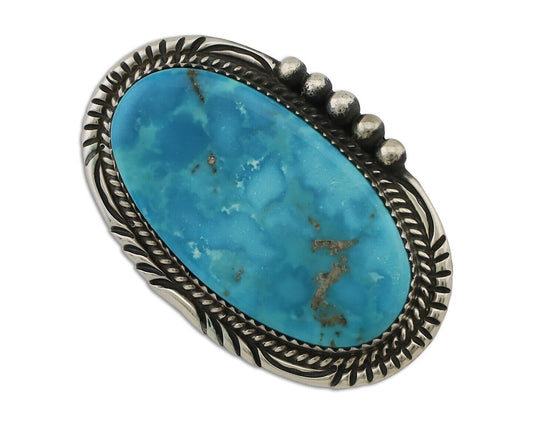 Navajo Pin Pendant 925 Silver Natural Blue Turquoise Signed S C.80's