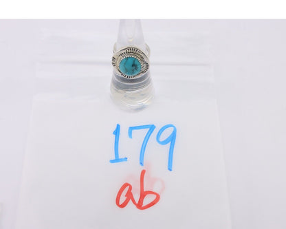Navajo Ring 925 Silver Natural Blue Turquoise Artist Signed WM C.80's