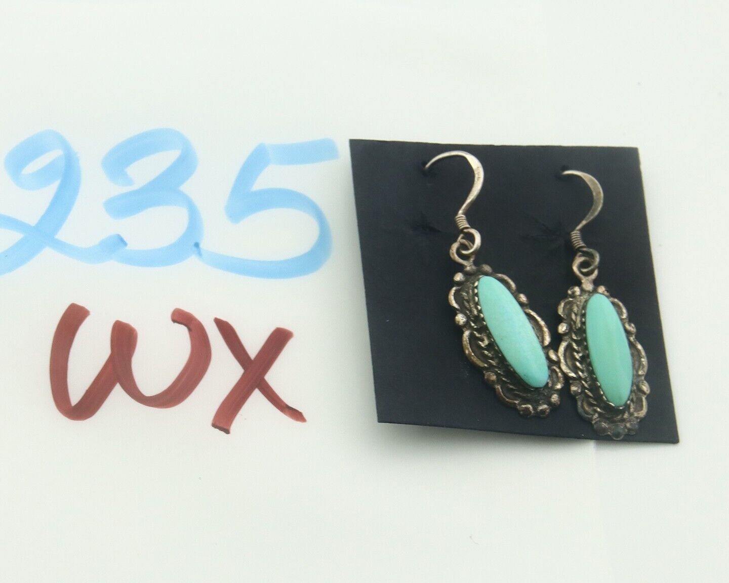 Navajo Earrings 925 Silver Natural Turquoise Native Artist C.80's