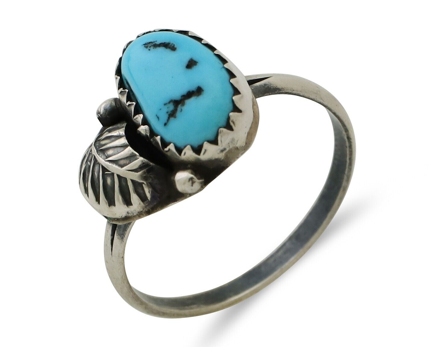 Navajo Ring 925 Silver Sleeping Beauty Turquoise Native American Artist C.80's