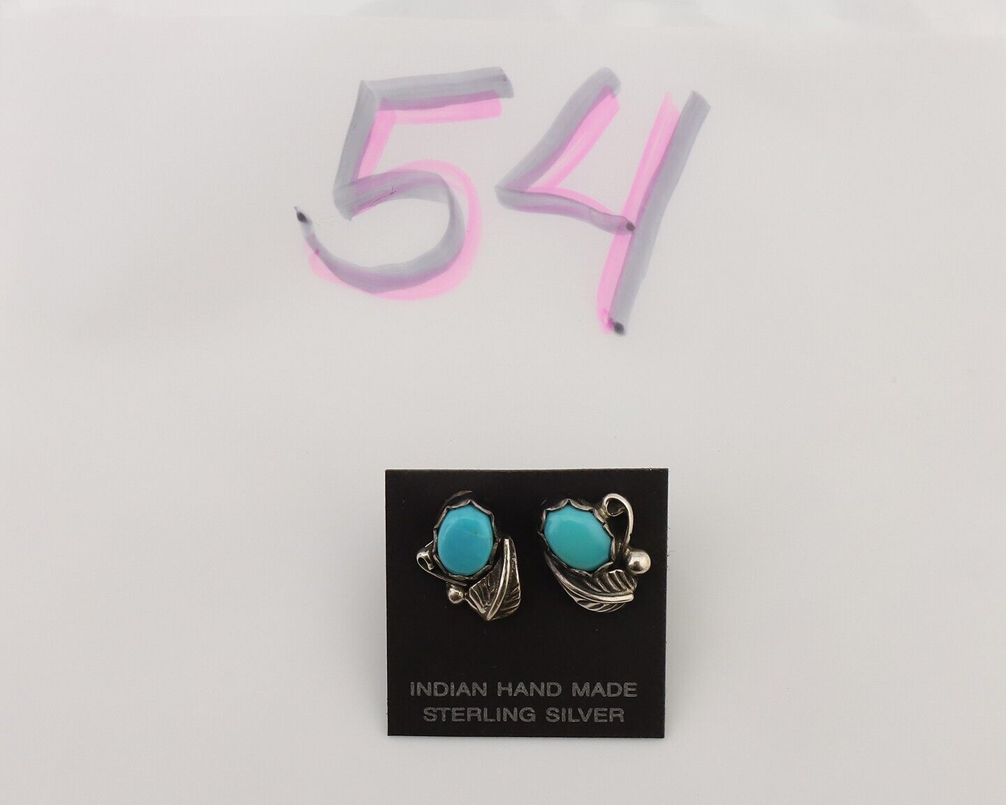 Navajo Handmade Earrings 925 Silver Natural Turquoise Native Artist C.80's