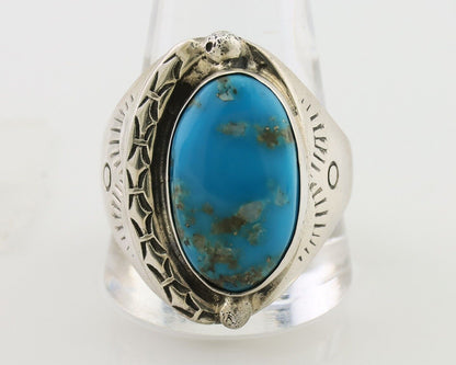 Mens Heavy Navajo Ring 925 Silver Turquoise Native Artist Size 14.25 C.80's