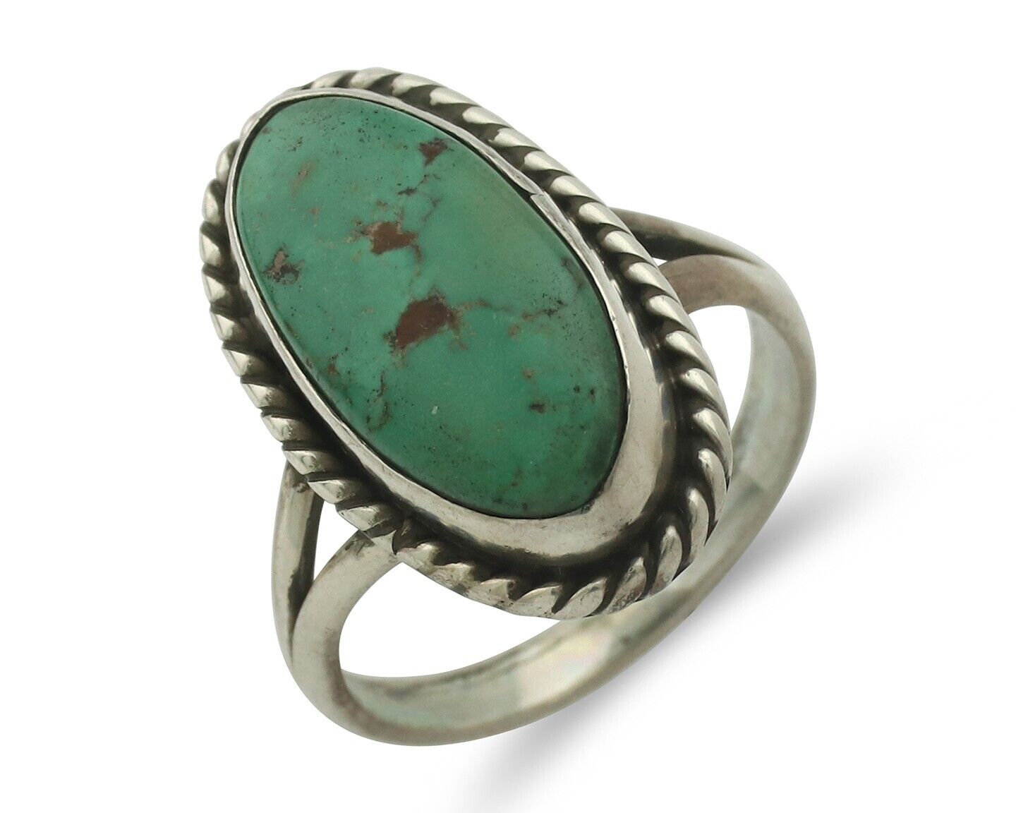 Navajo Ring 925 Silver Natural Green Turquoise Signed M Montoya C.80's