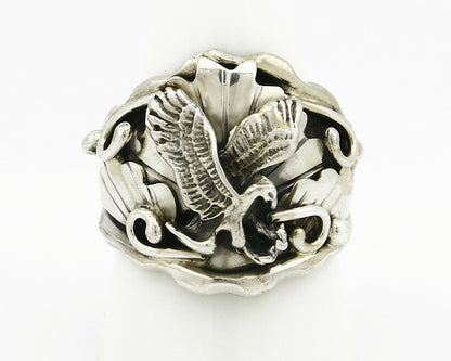 Navajo Eagle Ring .925 SOLID Silver & 12k GF Handmade Signed Artist S Circa 1980