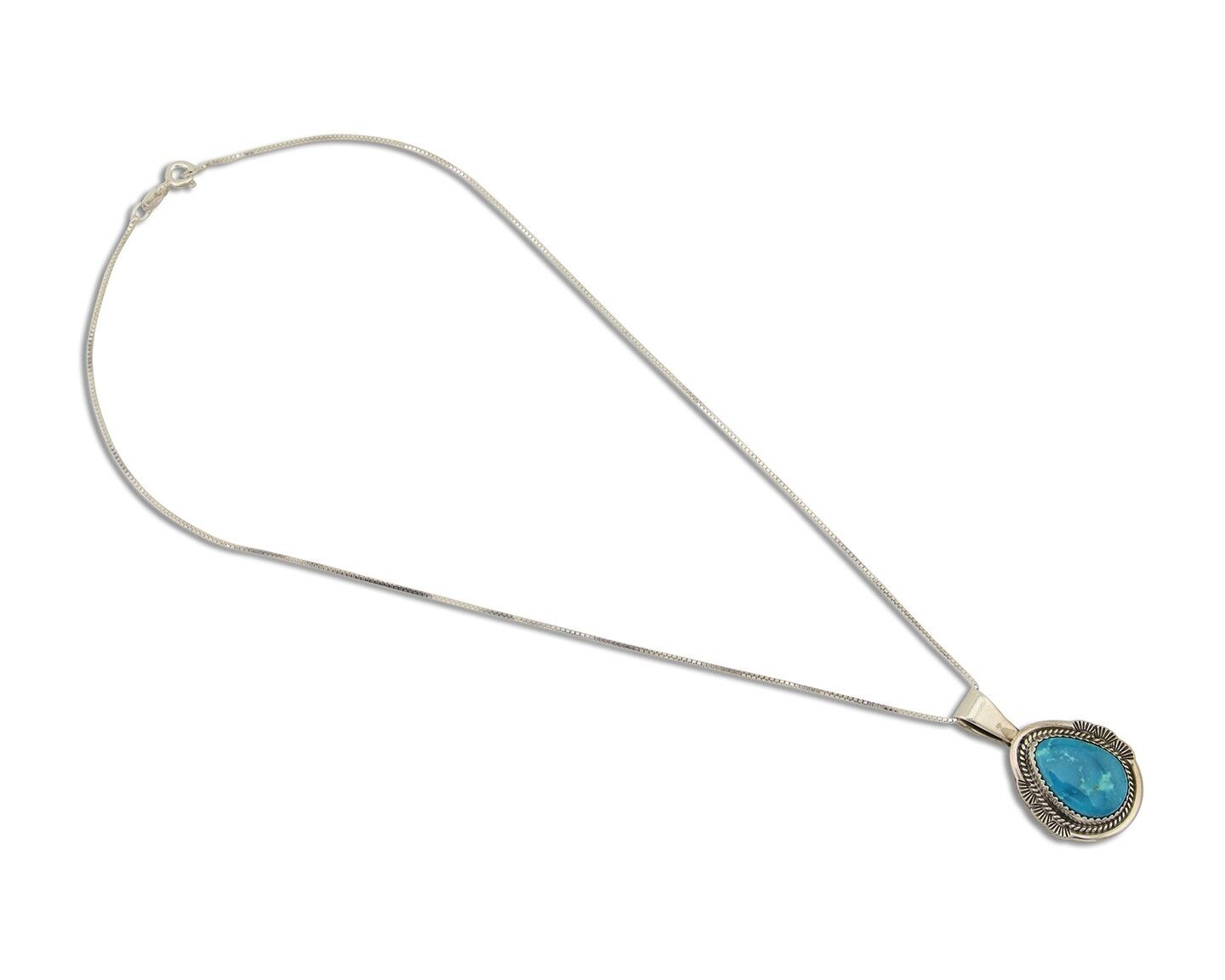 Navajo Necklace 925 Silver Natural Turquoise Artist Signed Mike Begay C.80's
