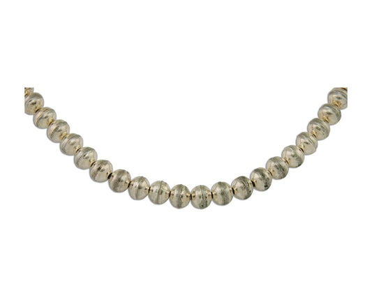 Navajo Bead Necklace 925 Silver Turquoise Native American Artist C.80's