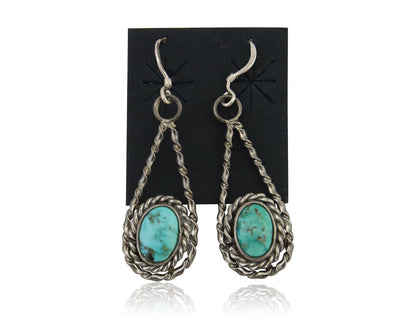 Navajo Dangle Earrings 925 Silver Natural Blue Turquoise Native Artist C.80's