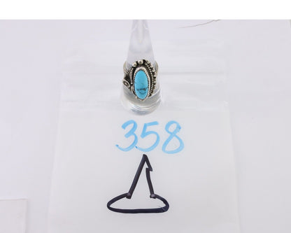 Navajo Ring 925 Silver Sleeping Beauty Turquoise Artist Signed SC C.80's