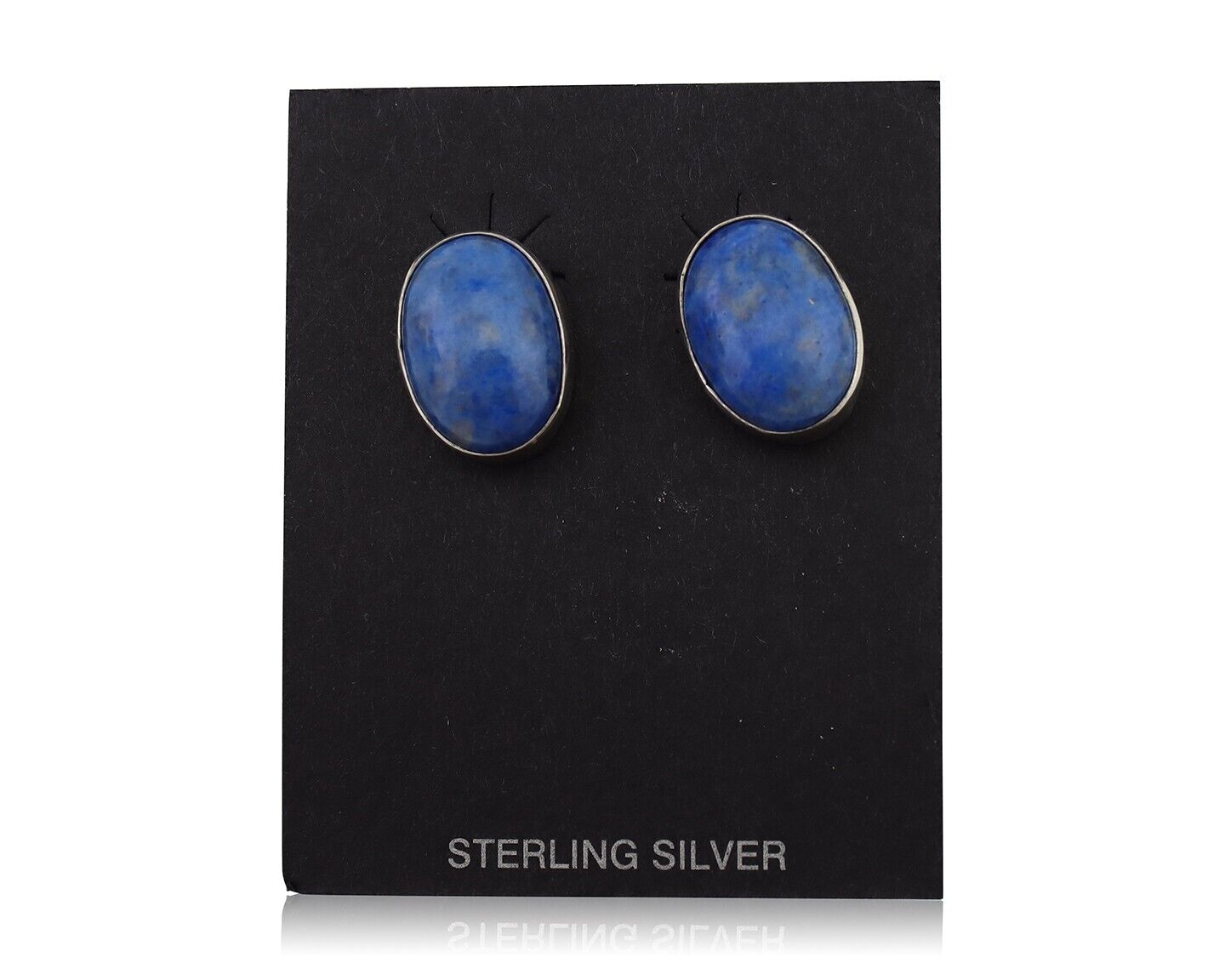 Navajo Dangle Earrings 925 Silver Denim Lapis Native American C.80's