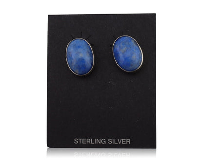 Navajo Dangle Earrings 925 Silver Denim Lapis Native American C.80's