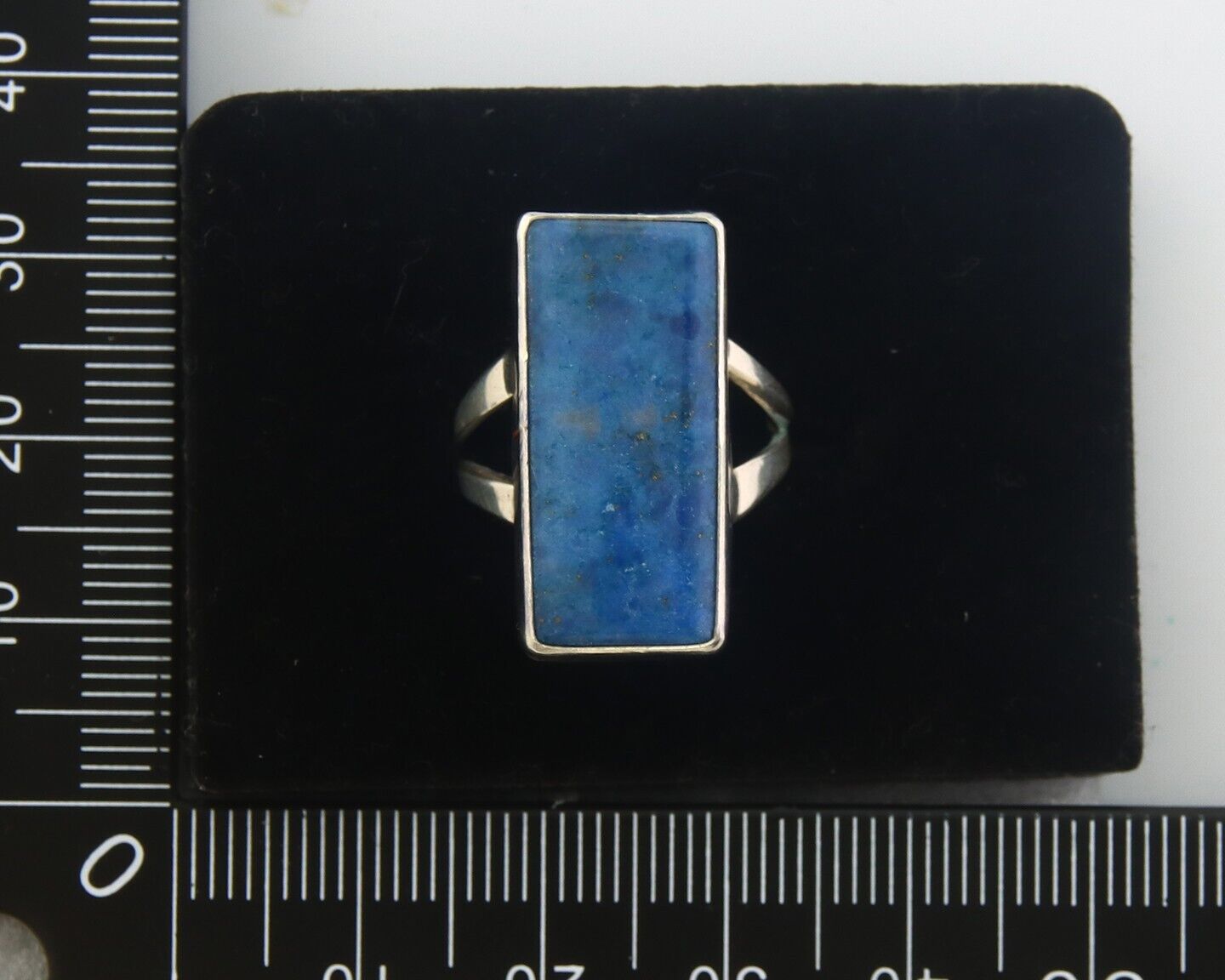 Navajo Ring 925 Sterling Lapis Handmade Native Artist C.80's Size 6.25