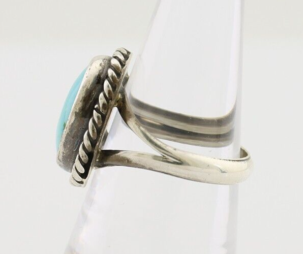 Navajo Ring 925 Silver Natural Blue Turquoise Native American Artist C.80's