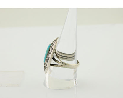 Navajo Handmade Ring 925 Silver Natural Arizona Turquoise Artist C.80's