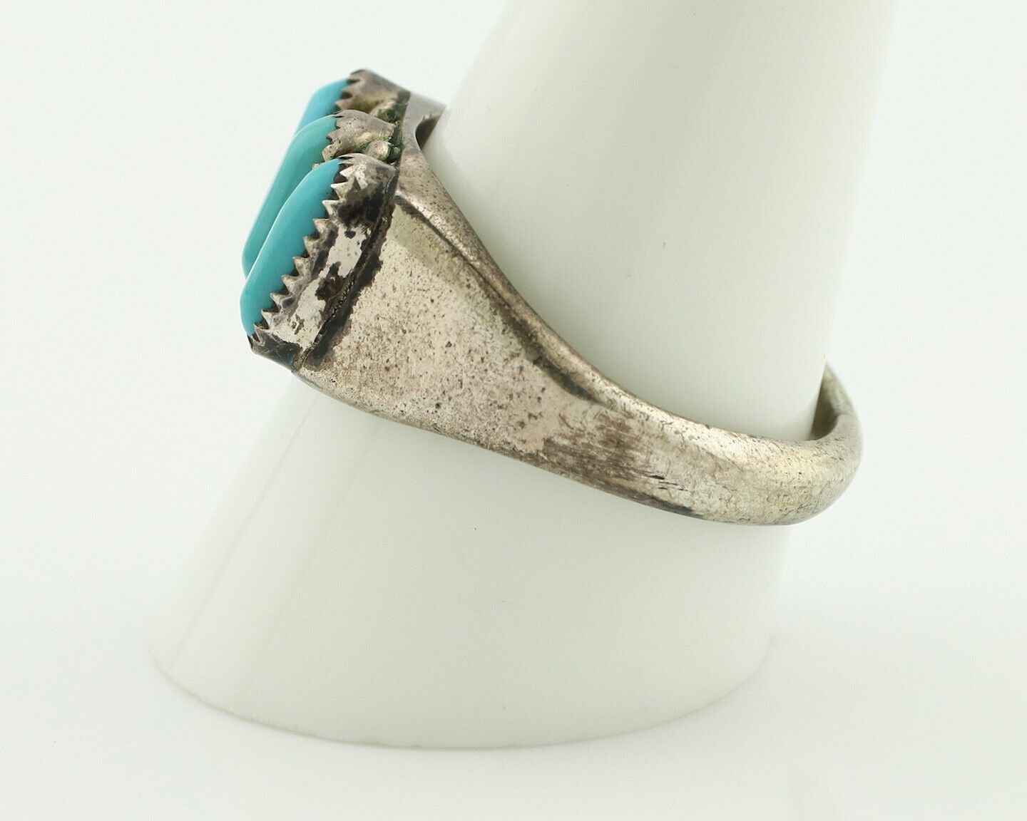 Zuni Ring .925 Silver Natural Sleeping Beauty Turquoise Signed R. LULE C.80's