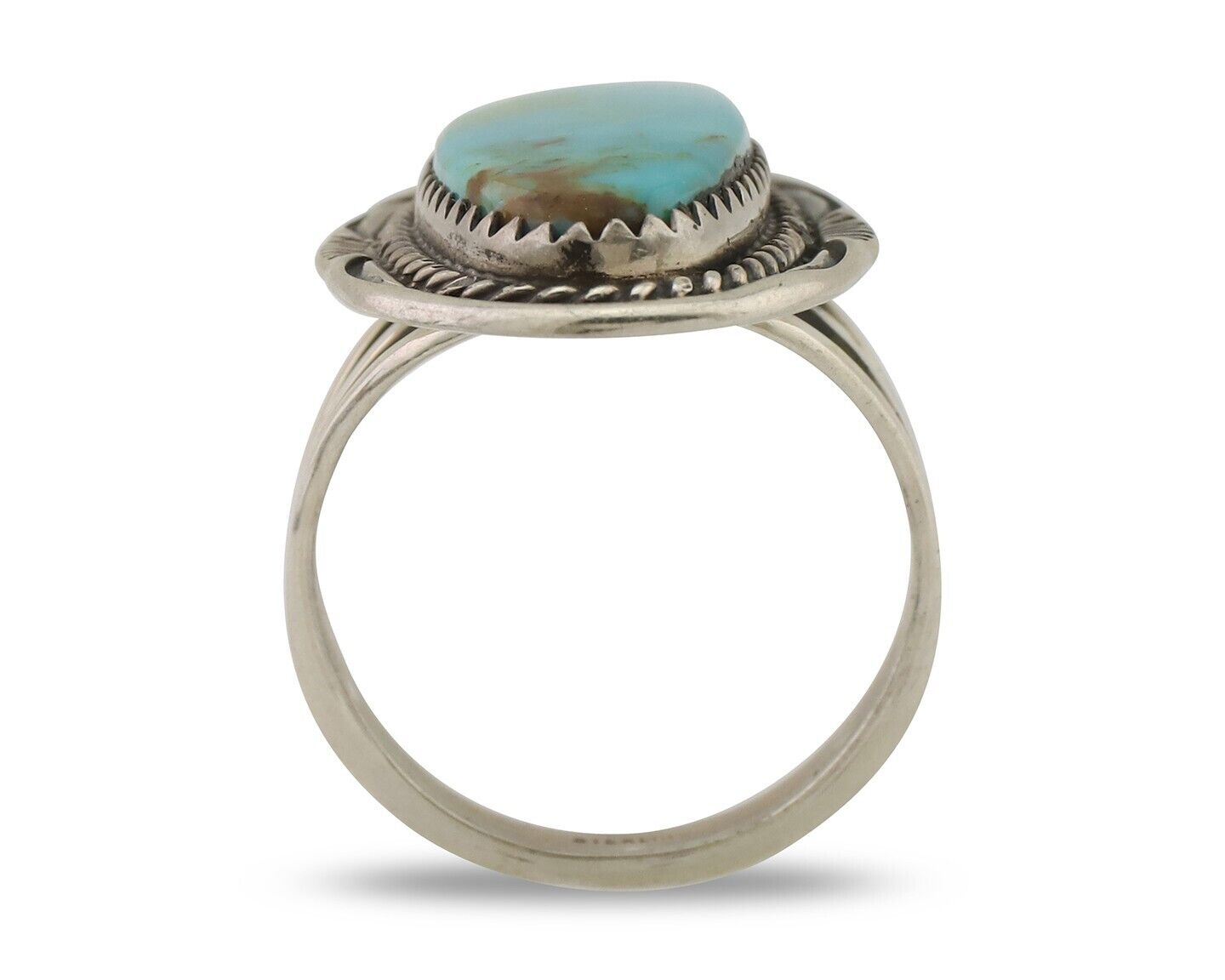 Navajo Ring 925 Silver Natural Blue Turquoise Native American Artist C.80's