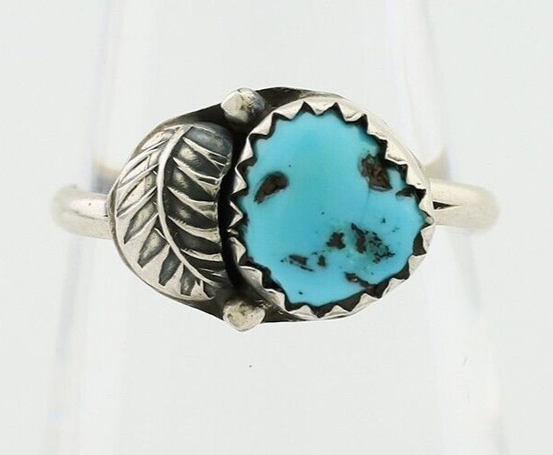 Navajo Ring 925 Silver Sleeping Beauty Turquoise Native American Artist C.80's