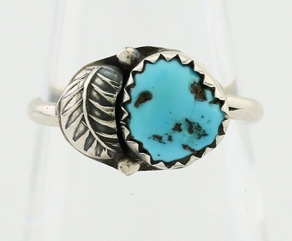 Navajo Ring 925 Silver Sleeping Beauty Turquoise Native American Artist C.80's