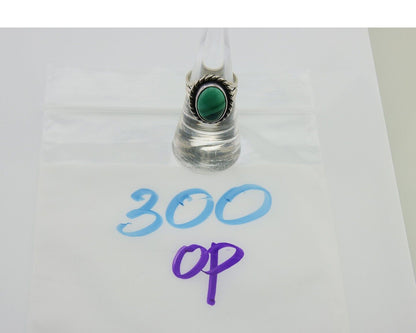 Navajo Ring 925 Silver Natural Malachite Native American Artist C.80's