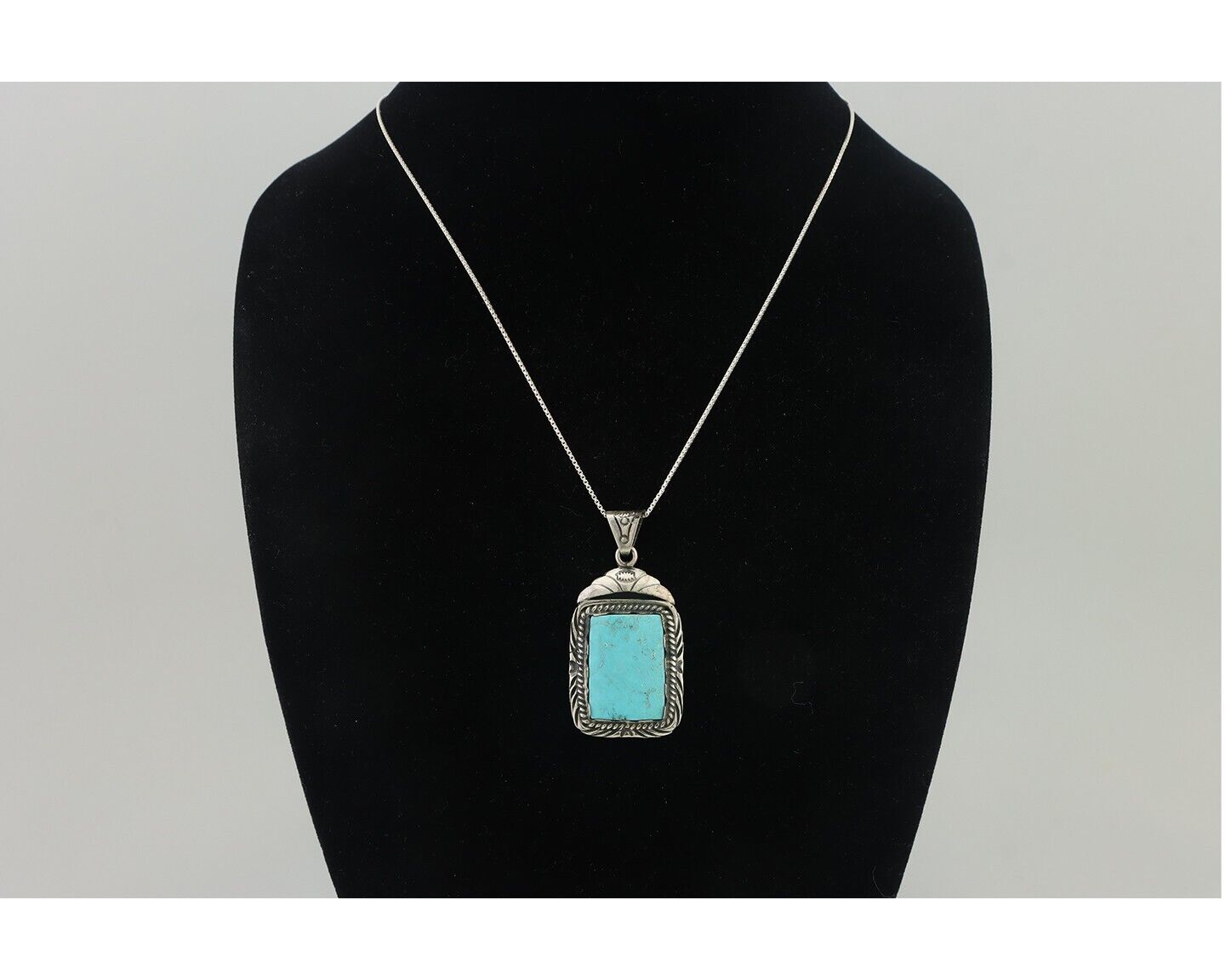 Navajo Necklace 925 Silver Turquoise Native Artist Signed Sunset C.80's