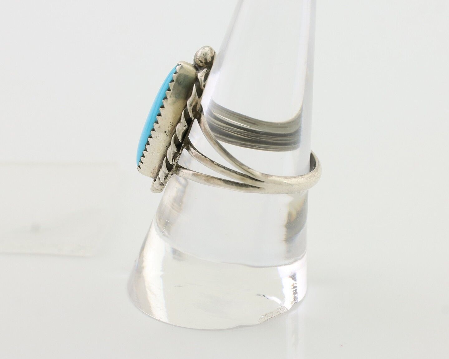 Navajo Ring 925 Silver Kingman Turquoise Artist Signed SC Size 8.0 C.80's