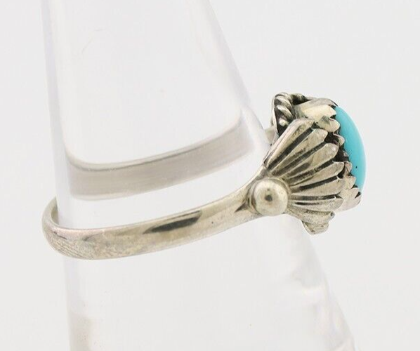 Navajo Ring 925 Silver Kingman Turquoise Native American Artist Made In 1985