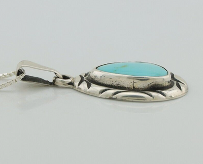 Navajo Necklace 925 Silver Kingman Turquoise Signed C Montoya C.80s