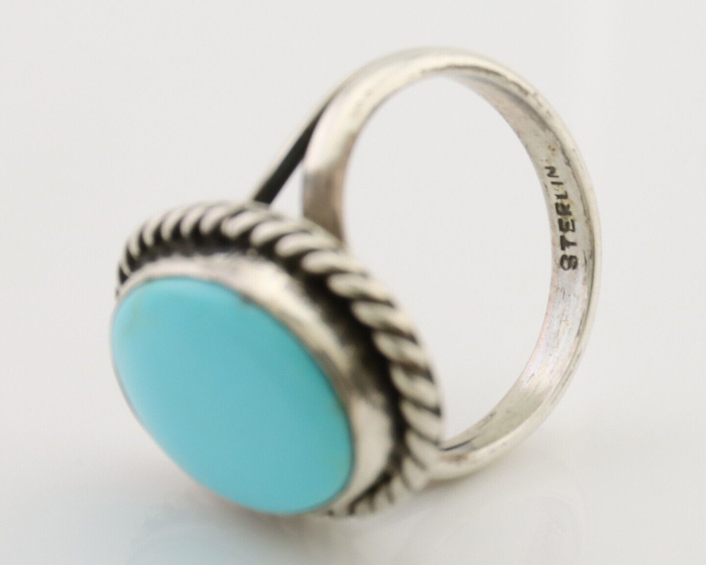 Navajo Ring 925 Silver Natural Blue Turquoise Native American Artist C.80's